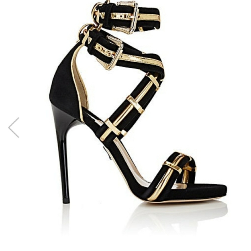 Paul Andrew  high Heel block  and gold color
